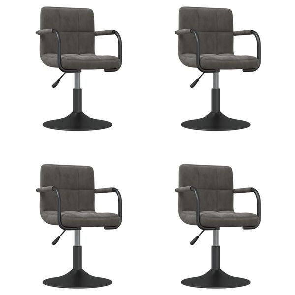 vidaXL Swivel Dining Chairs 4 pcs Dark Grey Velvet