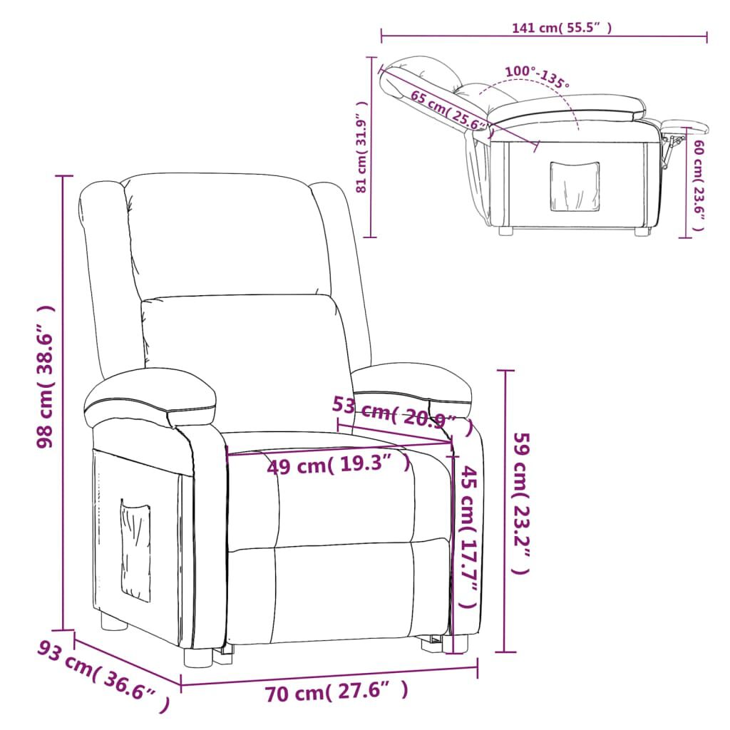 vidaXL Recliner Chair Light Grey Fabric