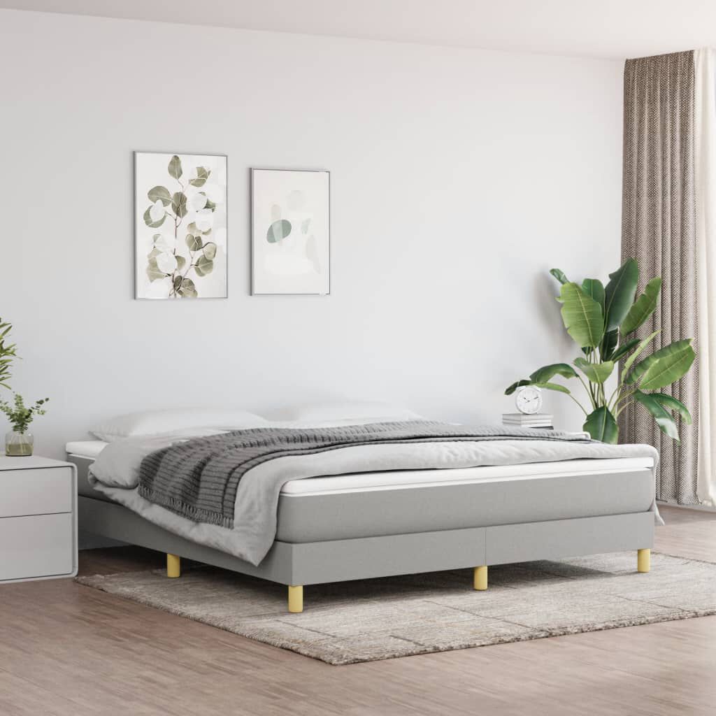 vidaXL Bed Frame without Mattress Light Grey 180x200 cm Super King Fabric