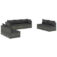 vidaXL 7 Piece Garden Lounge Set with Cushions Poly Rattan Grey