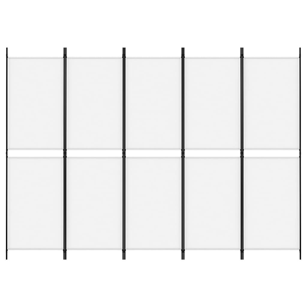 vidaXL 5-Panel Room Divider White 250x180 cm Fabric