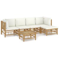 vidaXL 6 Piece Garden Lounge Set with Cream White Cushions Bamboo