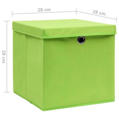 vidaXL Storage Boxes with Covers 4 pcs 28x28x28 cm Green, green with lids vidaXL Storage Boxes with Covers 4 pcs 28x28x28 cm Green