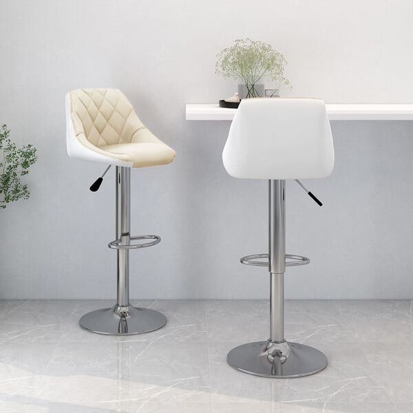 vidaXL Bar Stools 2 pcs Cream and White Faux Leather