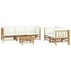 vidaXL 6 Piece Garden Lounge Set with Cream White Cushions Bamboo