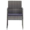 vidaXL Garden Chairs with Dark Grey Cushions 2 pcs Grey Poly Rattan