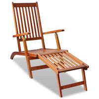 vidaXL Outdoor Deck Chair with Footrest Solid Acacia Wood,  vidaXL Outdoor Deck Chair with Footrest Solid Acacia Wood