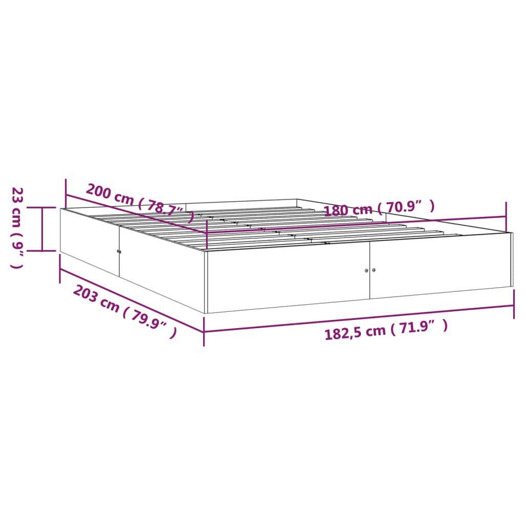 vidaXL Bed Frame without Mattress White Solid Wood 180x200 cm Super King