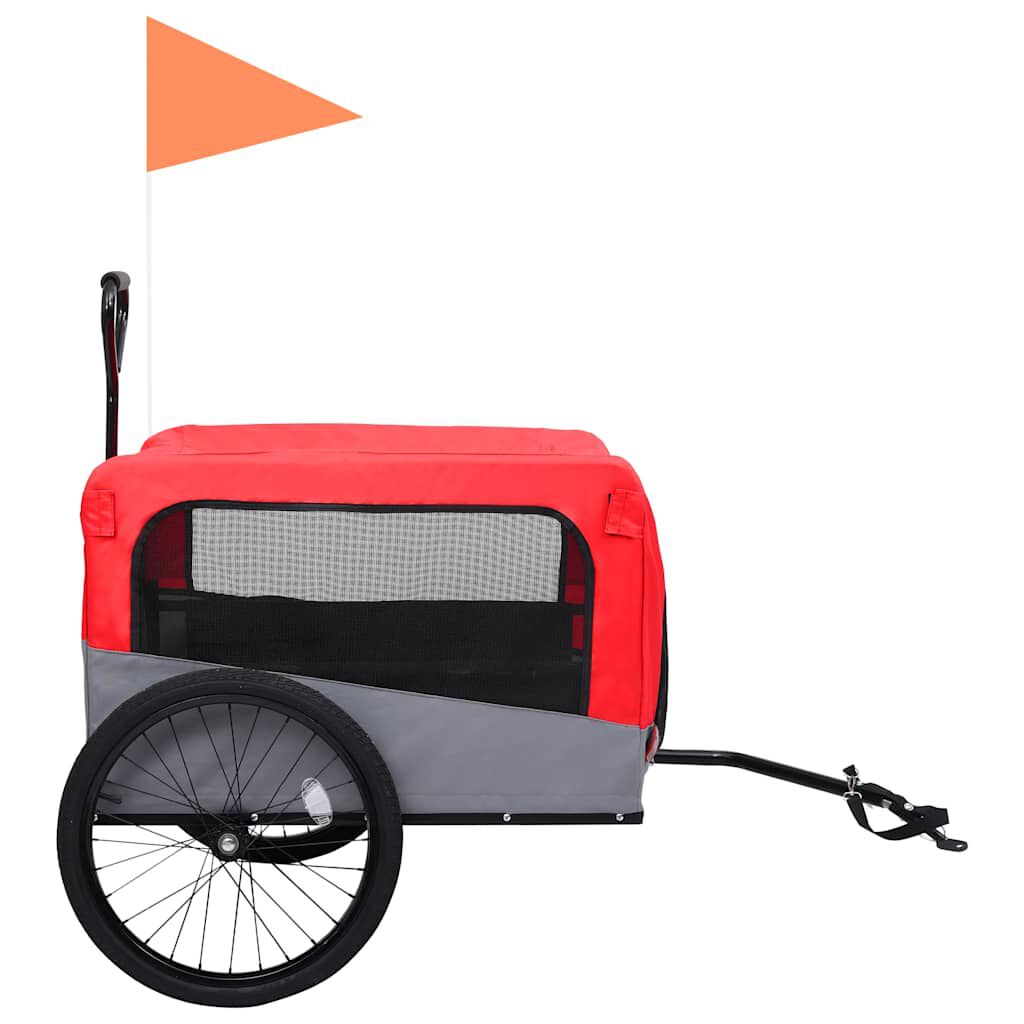 vidaXL 2-in-1 Pet Bike Trailer & Jogging Stroller Red and Grey