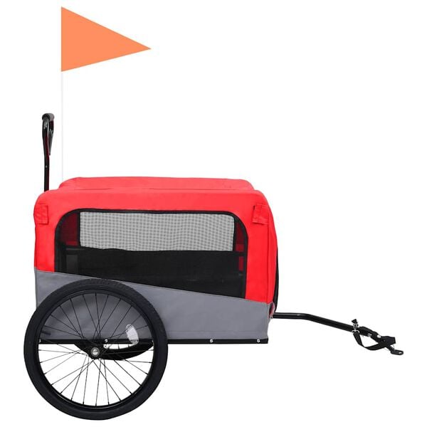 vidaXL 2-in-1 Pet Bike Trailer & Jogging Stroller Red and Grey