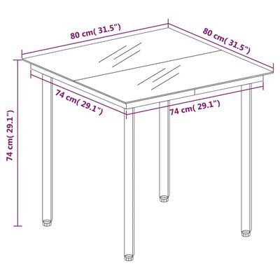 vidaXL Garden Dining Table Black 80x80x74 cm Steel and Glass,  vidaXL Garden Dining Table Black 80x80x74 cm Steel and Glass