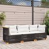 vidaXL Garden Sofa with Cushions 3-Seater Black Poly Rattan