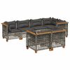 vidaXL 7 Piece Garden Sofa Set with Cushions Grey Poly Rattan