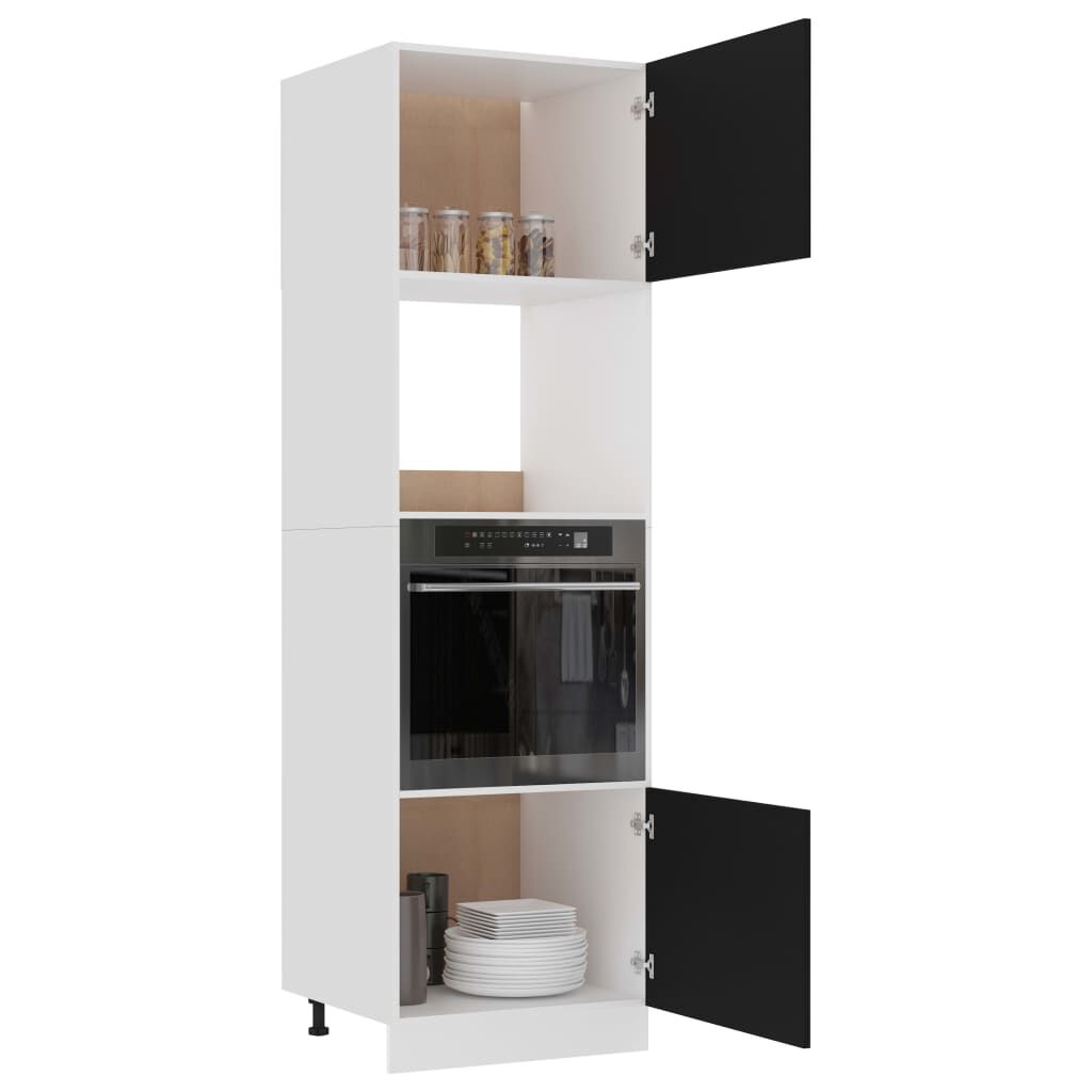 vidaXL Microwave Cabinet Lyon Black 60x57x207 cm Engineered Wood
