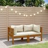 vidaXL 2-Seater Garden Sofa with Cream Cushion Solid Acacia Wood