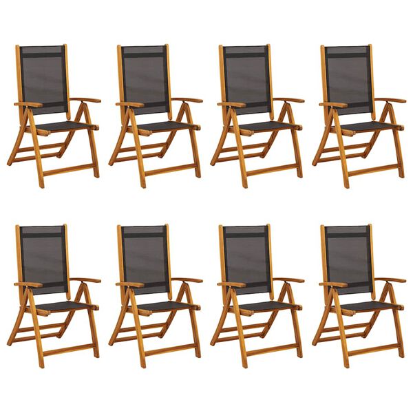 vidaXL Folding Garden Chairs 8 pcs Solid Wood Acacia and Textilene
