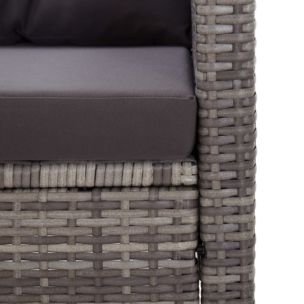 vidaXL 2-Seater Garden Sofa with Cushions Grey 124 cm Poly Rattan