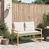 vidaXL Garden Bench with Cushion Mix Beige Poly Rattan Acacia Wood