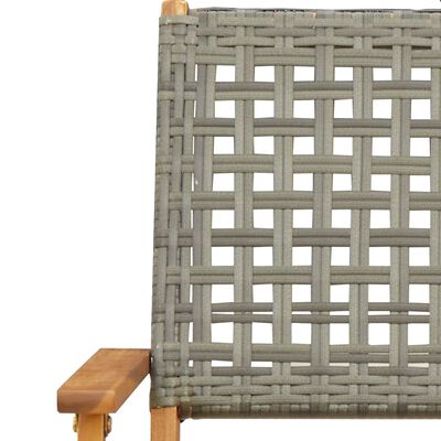 vidaXL Garden Chairs 2 pcs Grey Solid Wood Acacia and Poly Rattan