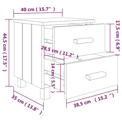 vidaXL Bedside Cabinets HAMAR 2 pcs Dark Grey 40x35x44.5 cm Solid Wood, dark grey vidaXL Bedside Cabinets HAMAR 2 pcs Dark Grey 40x35x44.5 cm Solid Wood