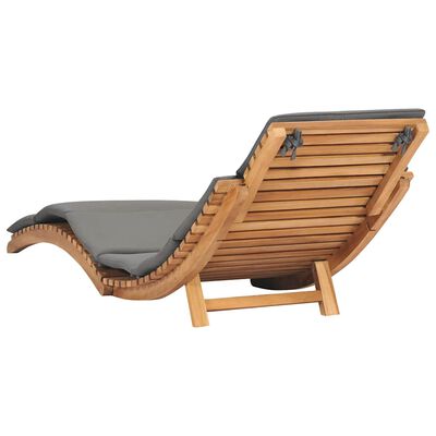 vidaXL Folding Sun Lounger with Dark Grey Cushion Solid Teak Wood, grey vidaXL Folding Sun Lounger with Dark Grey Cushion Solid Teak Wood