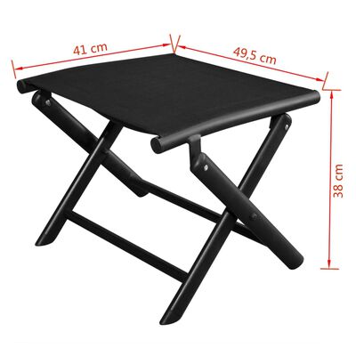 vidaXL Folding Footstool Black Aluminium and Textilene,  vidaXL Folding Footstool Black Aluminium and Textilene
