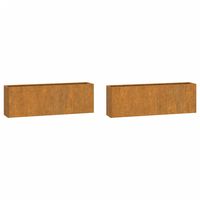 vidaXL Wall Planters 2 pcs Rusty Corten Steel 53x10x17 cm,  vidaXL Wall Planters 2 pcs Rusty Corten Steel 53x10x17 cm