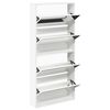 vidaXL Shoe Cabinet 4-Layer Mirror White 63x17x134 cm