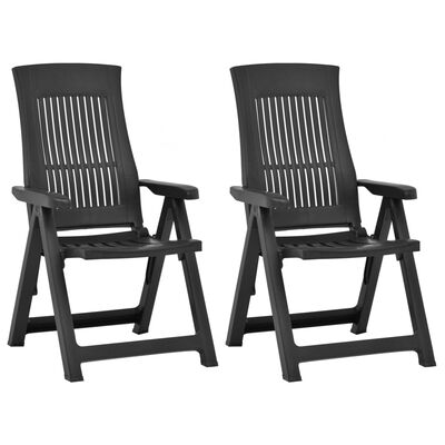 vidaXL Garden Reclining Chairs 2 pcs Plastic Anthracite, anthracite vidaXL Garden Reclining Chairs 2 pcs Plastic Anthracite