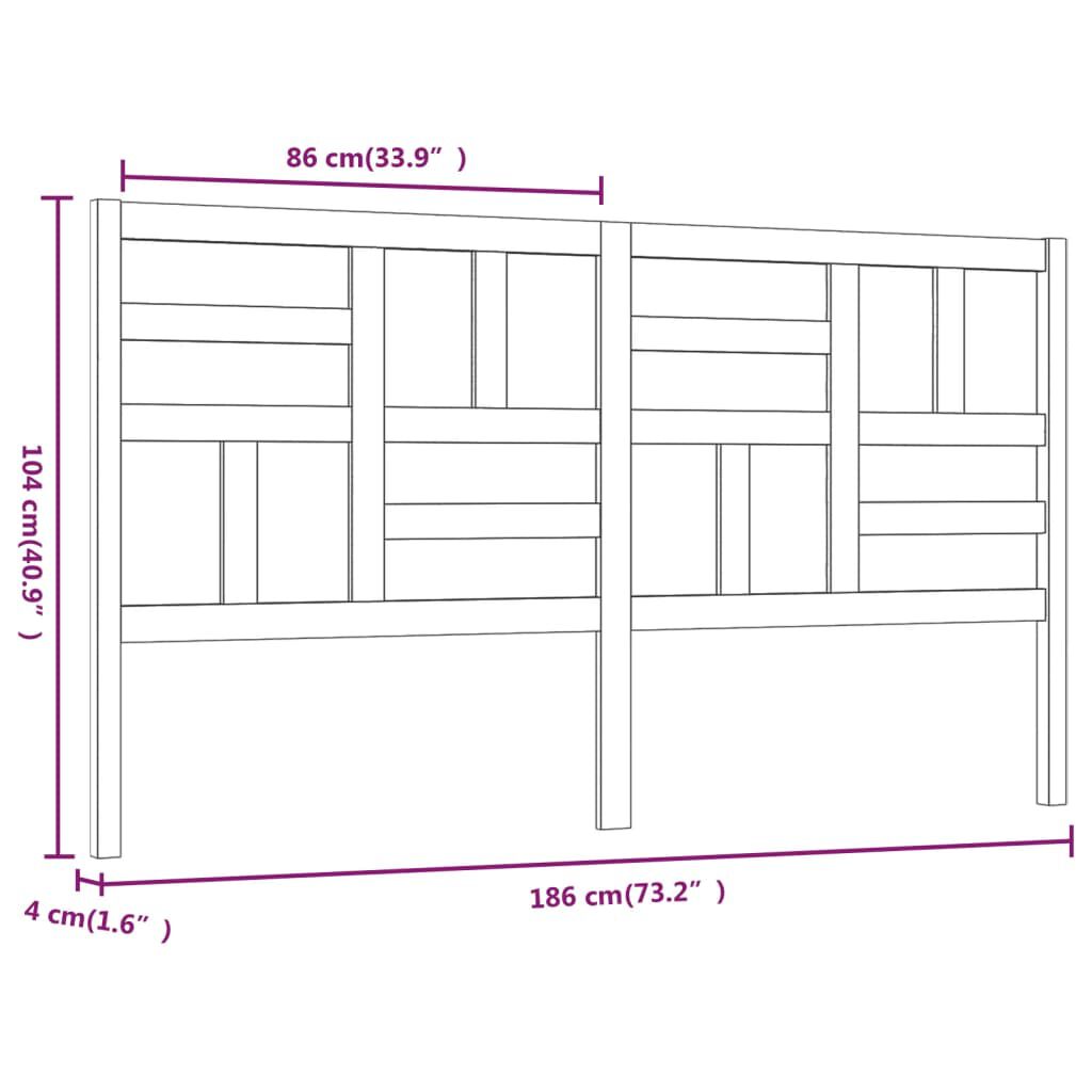 vidaXL Bed Headboard White 186x4x104 cm Solid Wood Pine