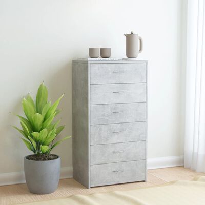 vidaXL Sideboard with 6 Drawers Concrete Grey 50x34x96 cm Engineered Wood, concrete grey vidaXL Sideboard with 6 Drawers Concrete Grey 50x34x96 cm Engineered Wood