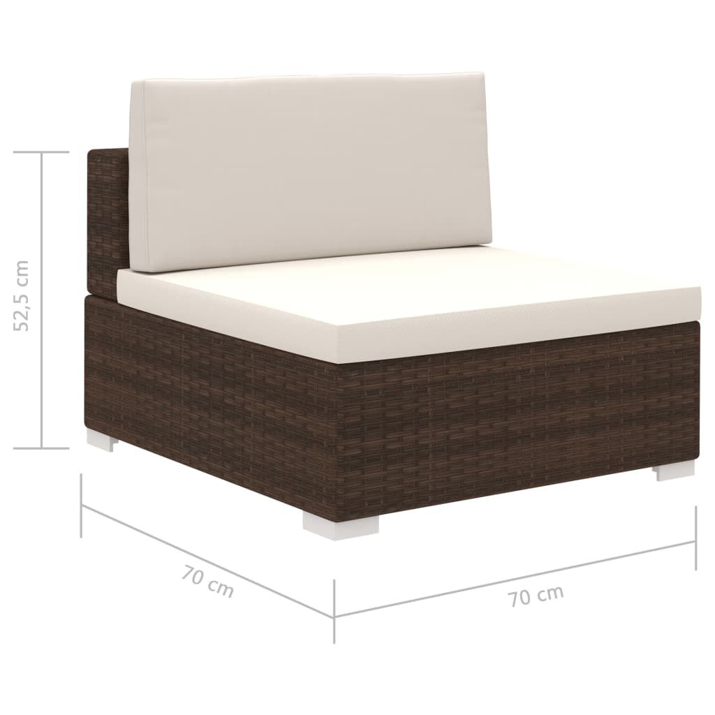 vidaXL 8 Piece Garden Lounge Set with Cushions Poly Rattan Brown