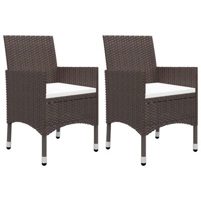 vidaXL 3 Piece Garden Dining Set Brown Poly Rattan and Glass, brown vidaXL 3 Piece Garden Dining Set Brown Poly Rattan and Glass