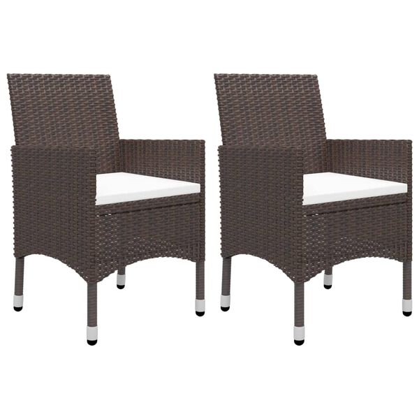 vidaXL 3 Piece Garden Dining Set Brown Poly Rattan and Glass