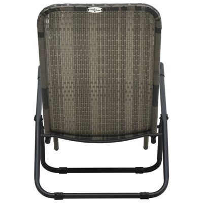 vidaXL Folding Sun Lounger Poly Rattan Grey,  vidaXL Folding Sun Lounger Poly Rattan Grey