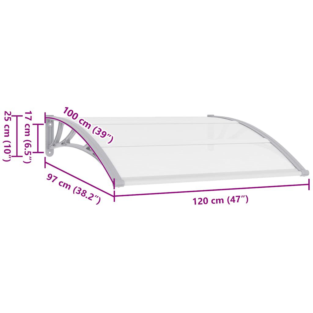 vidaXL Door Canopy Grey 120x100 cm PC