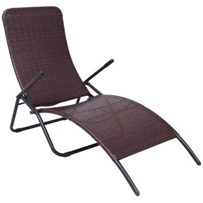 vidaXL Folding Sun Lounger Poly Rattan Brown, brown vidaXL Folding Sun Lounger Poly Rattan Brown