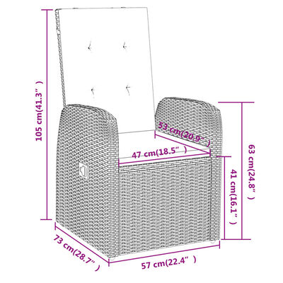 vidaXL 9 Piece Garden Dining Set with Cushions Grey