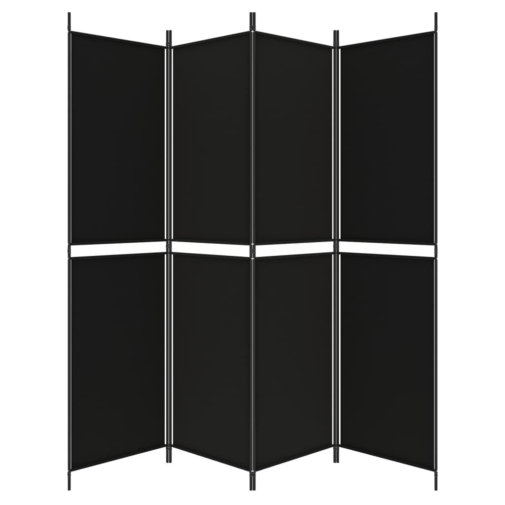 vidaXL 4-Panel Room Divider Black 200x200 cm Fabric