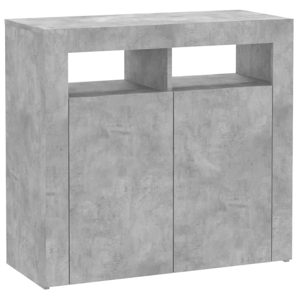 vidaXL Sideboard with LED Lights Concrete Grey 80x35x75 cm
