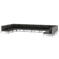 vidaXL 10 Piece Garden Lounge Set with Cushions Poly Rattan Dark Grey