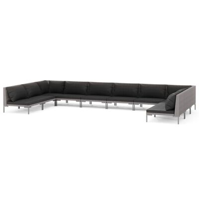 vidaXL 10 Piece Garden Lounge Set with Cushions Poly Rattan Dark Grey,  vidaXL 10 Piece Garden Lounge Set with Cushions Poly Rattan Dark Grey