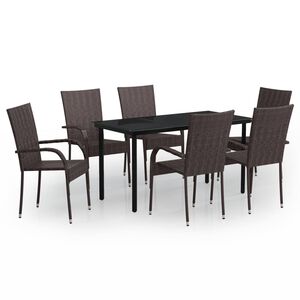 vidaXL 7 Piece Outdoor Dining Set Brown and Black