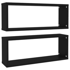 vidaXL Wall Cube Shelf 2 pcs Black 60x15x23 cm Engineered Wood