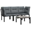 vidaXL 4 Piece Garden Lounge Set Black and Grey Poly Rattan