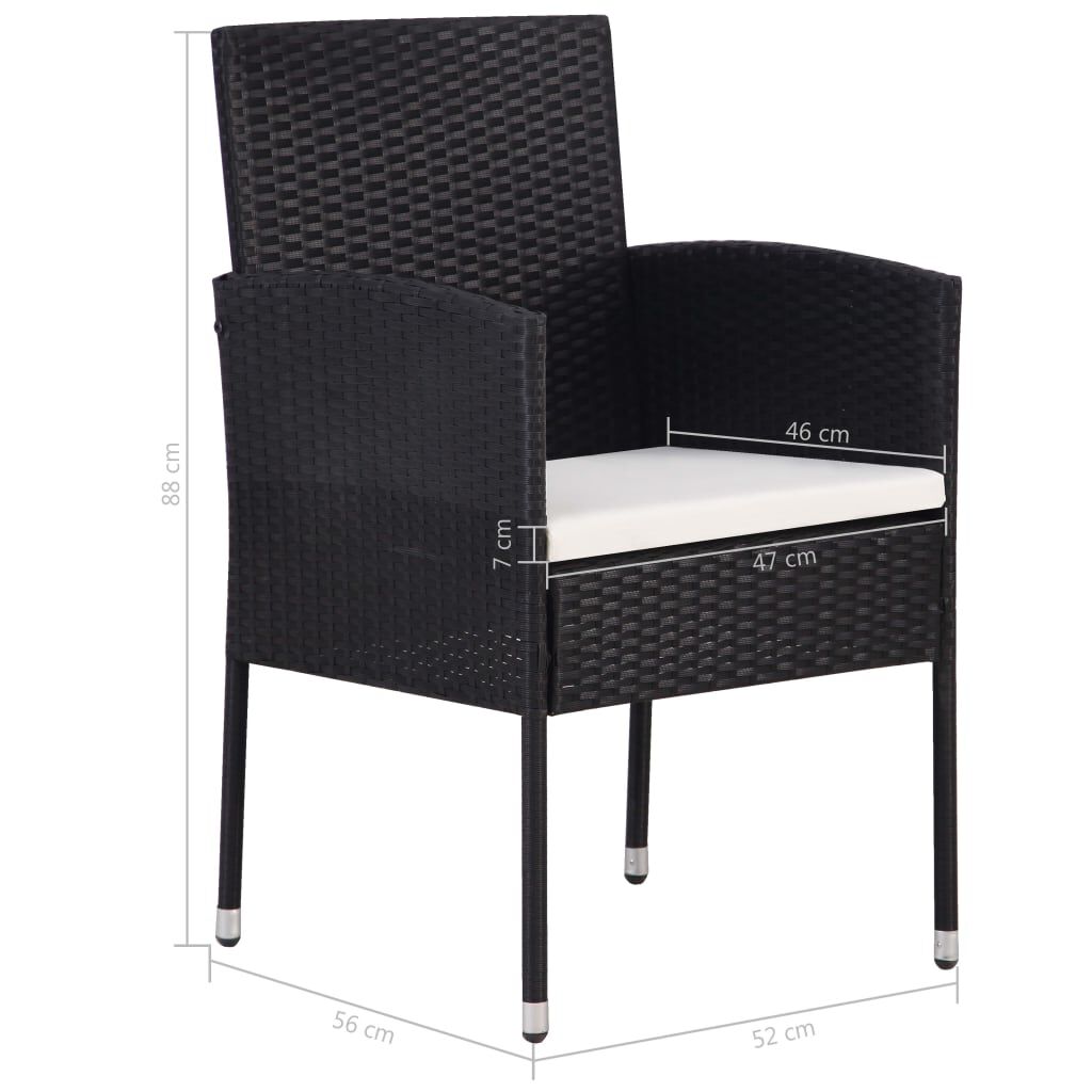 vidaXL 7 Piece Garden Dining Set Poly Rattan Black