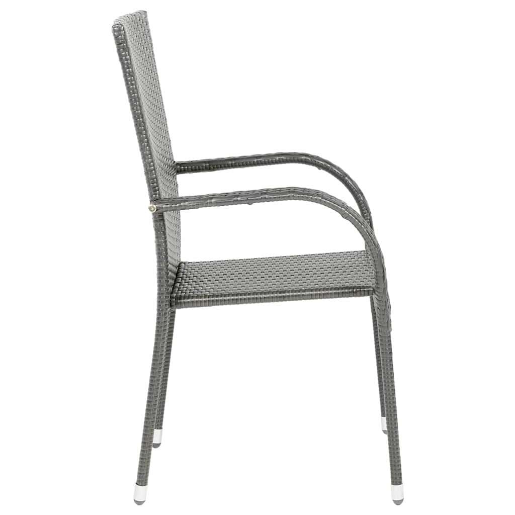 vidaXL Stackable Outdoor Chairs 6 pcs Grey Poly Rattan