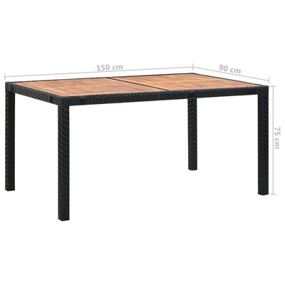 vidaXL 7 Piece Outdoor Dining Set Poly Rattan Acacia Wood Black,  vidaXL 7 Piece Outdoor Dining Set Poly Rattan Acacia Wood Black