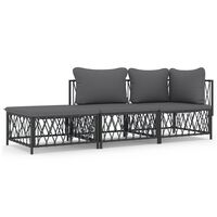 vidaXL 3 Piece Garden Lounge Set with Cushions Anthracite Steel, anthracite vidaXL 3 Piece Garden Lounge Set with Cushions Anthracite Steel