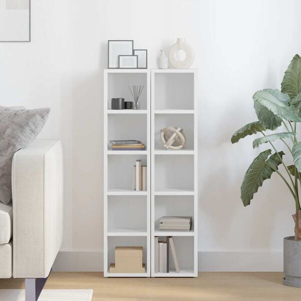 vidaXL CD Cabinets 2 pcs White 21x16x93.5 cm Engineered Wood